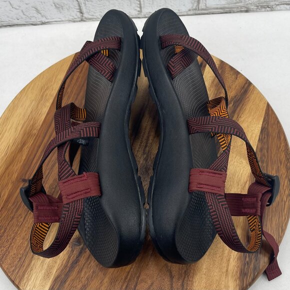 Chaco Mens 12 Strappy Toe Ring Toe Loop Burgundy Orange Hiking Outdoor Sandals main image 10